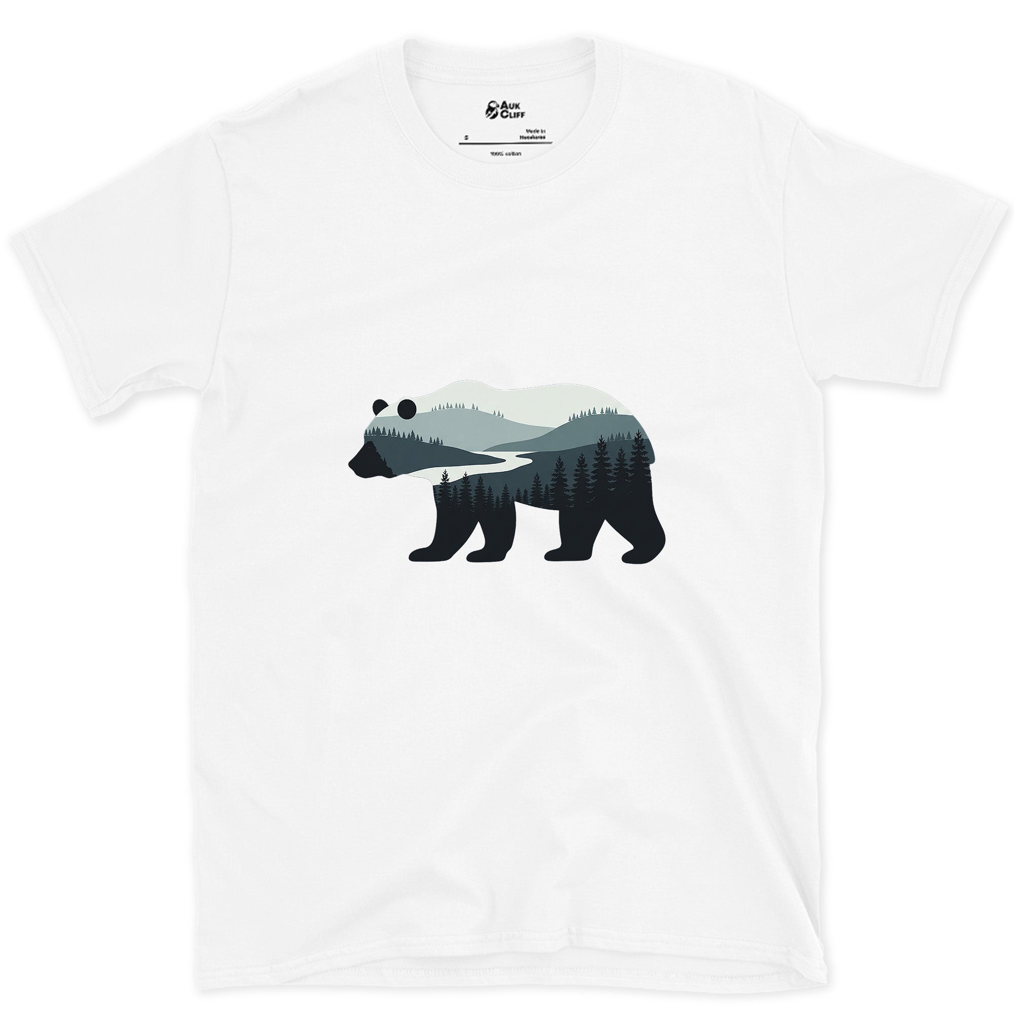 Mountain Held Inside a Bear design on a White Gildan Softstyle t-shirt