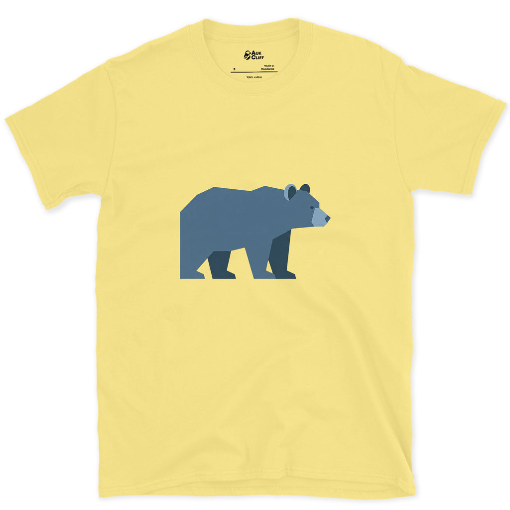 A Bear Built From Blue Facets design on a Cornsilk Gildan Softstyle t-shirt