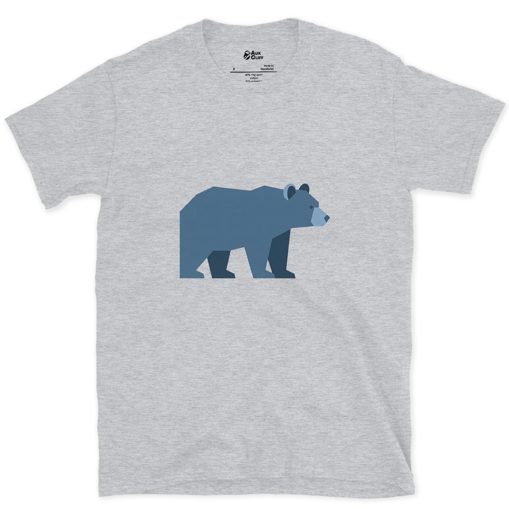 A Bear Built From Blue Facets design on a Sport Grey Gildan Softstyle t-shirt