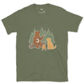 Bear on Banjo, Dog Not Complaining design on a Military Green Gildan Softstyle t-shirt