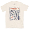 Before Five, Hide and Owls on a Stamp design on a Natural Gildan Softstyle t-shirt