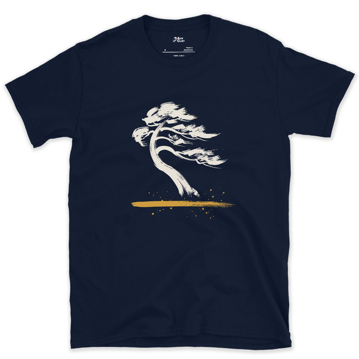 Bent by the Wind design on a Navy Gildan Softstyle t-shirt