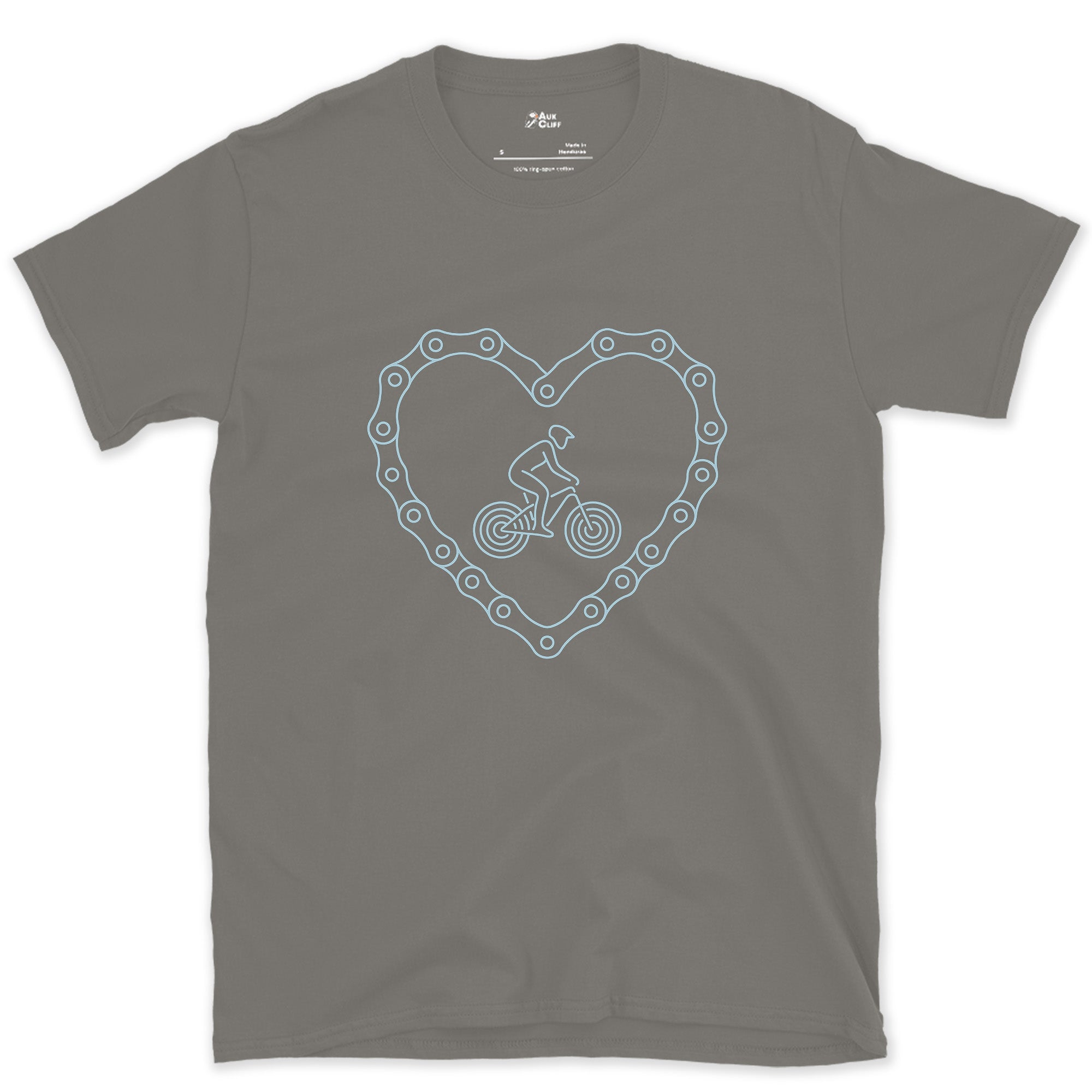 Till Death Do Us Part, a Chain Heart in One Line design on a Charcoal Gildan Softstyle t-shirt