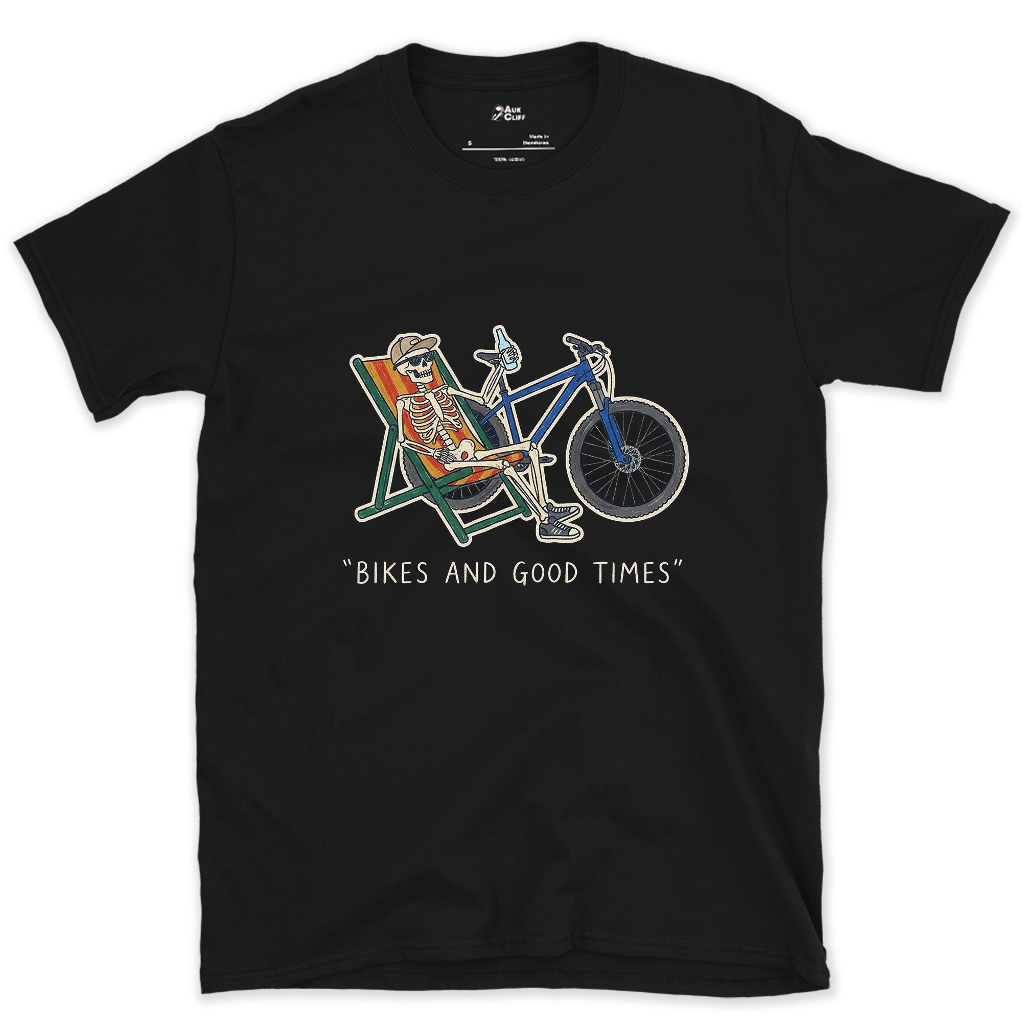 Feet Up, Bike Leaned Within Easy Reach design on a Black Gildan Softstyle t-shirt