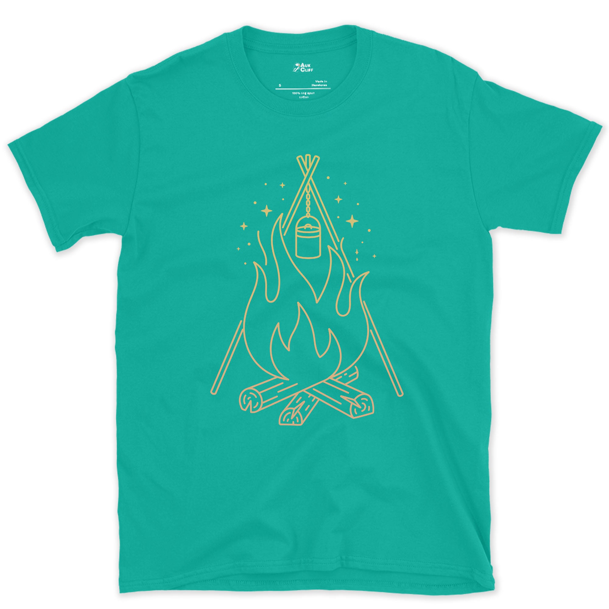 Camp Billy Can Coming to the Boil design on a Jade Dome Gildan Softstyle t-shirt