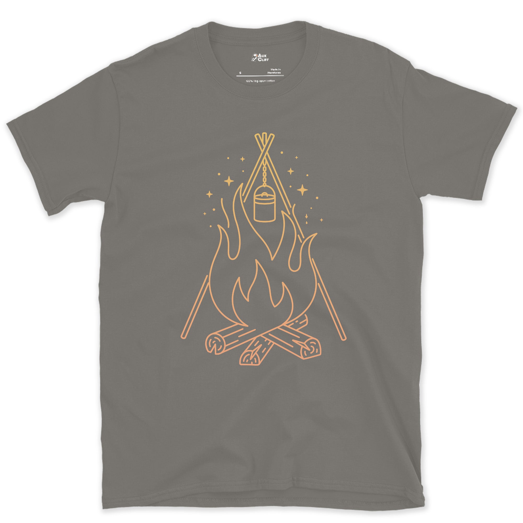 Camp Billy Can Coming to the Boil design on a Charcoal Gildan Softstyle t-shirt