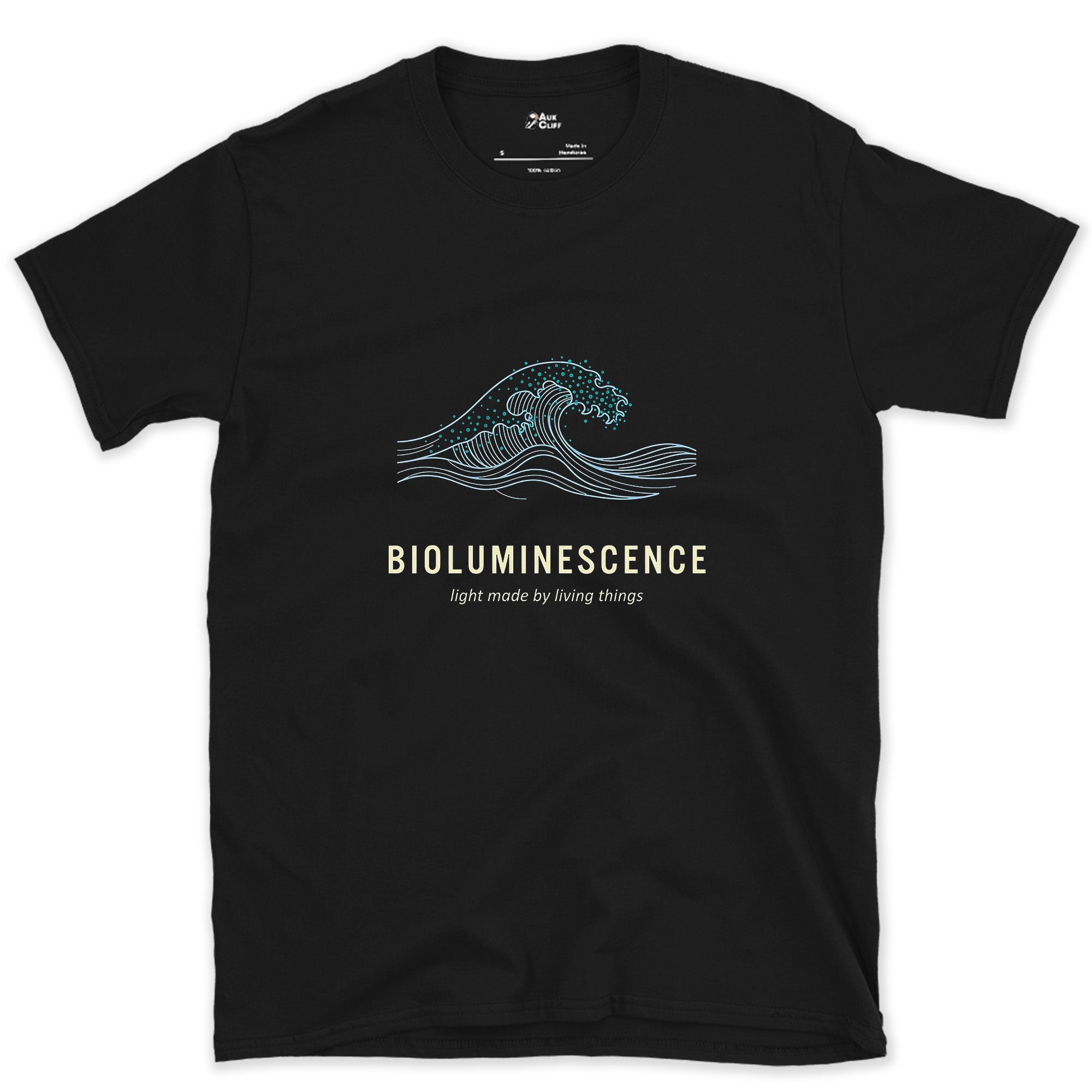 Bioluminescence, Light Made by Living Things design on a Black Gildan Softstyle t-shirt