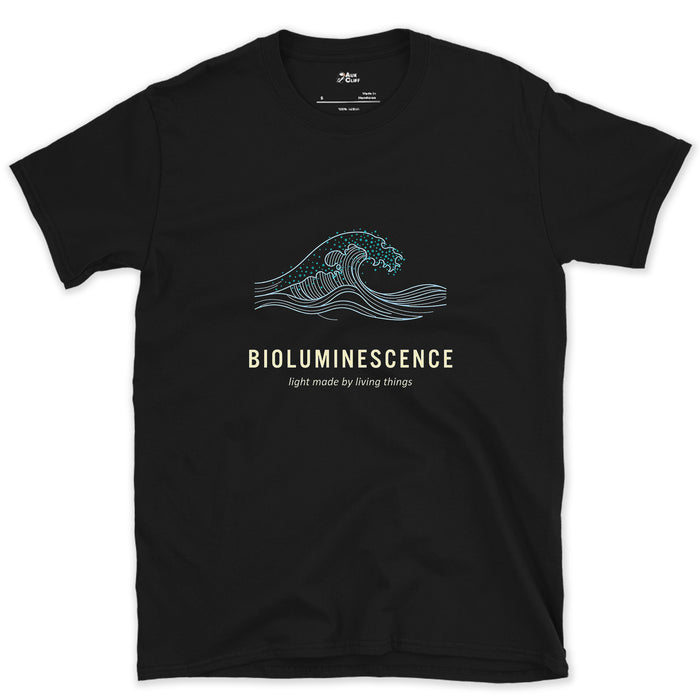 Bioluminescence, Light Made by Living Things design on a Black Gildan Softstyle t-shirt