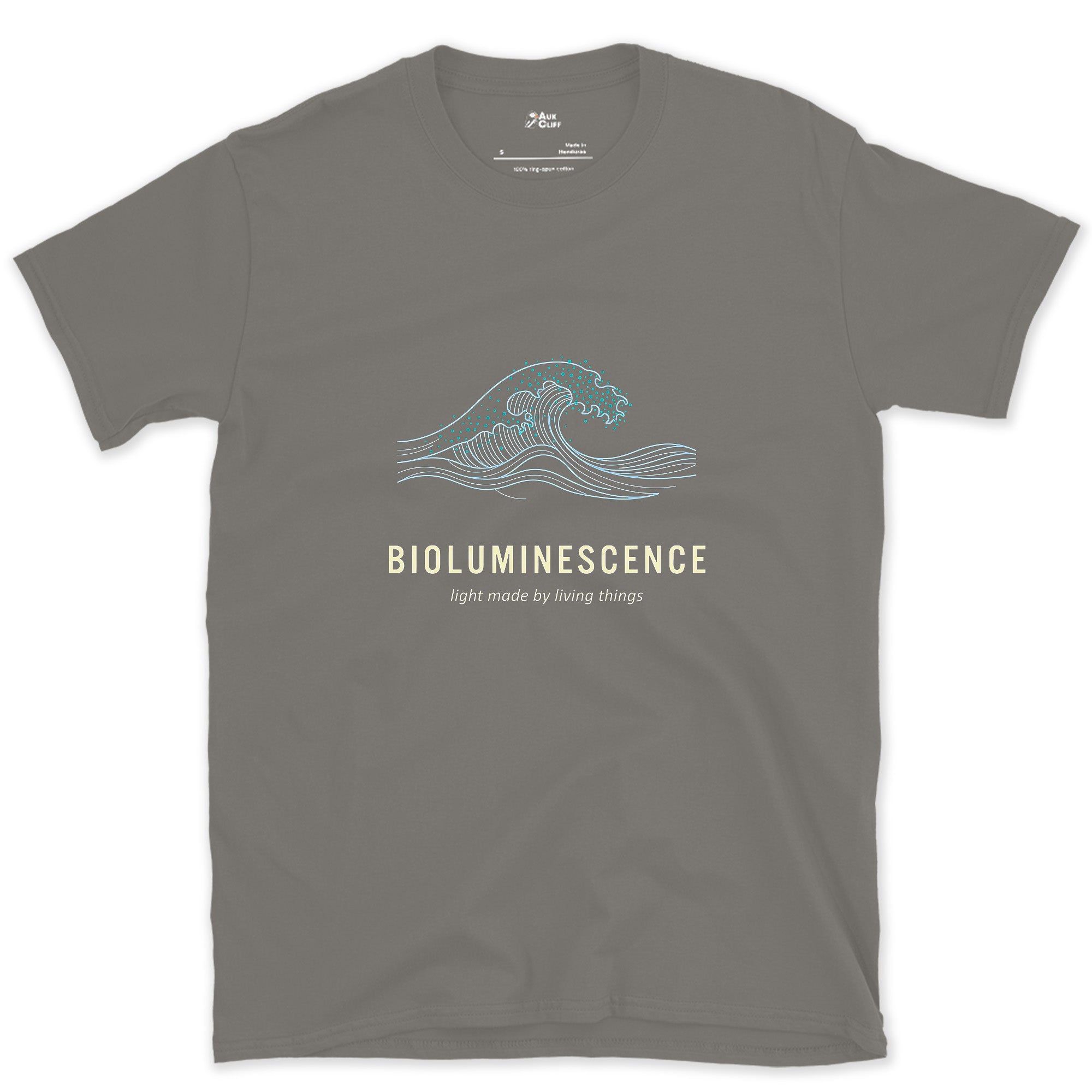 Bioluminescence, Light Made by Living Things design on a Charcoal Gildan Softstyle t-shirt