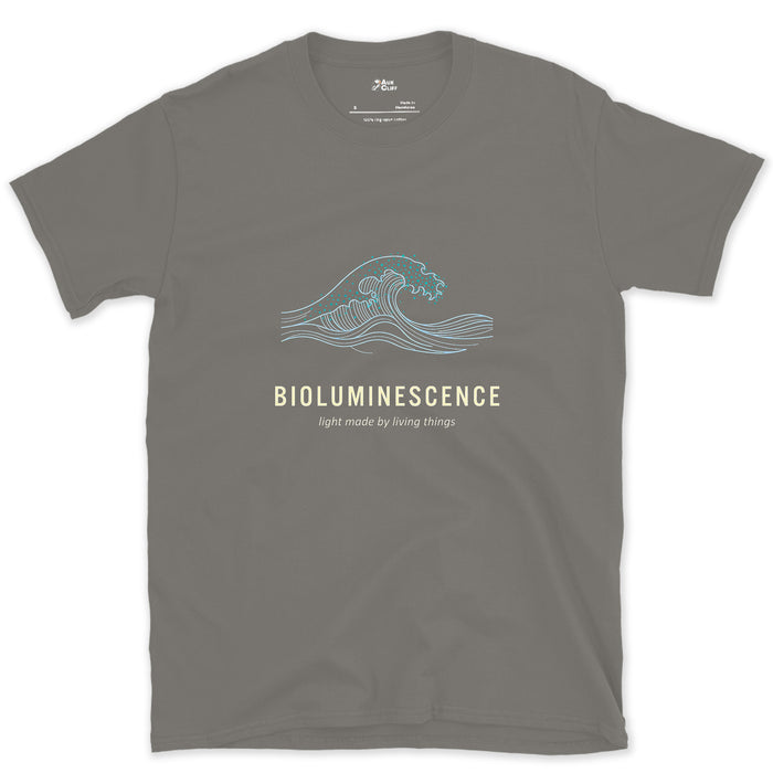 Bioluminescence, Light Made by Living Things design on a Charcoal Gildan Softstyle t-shirt