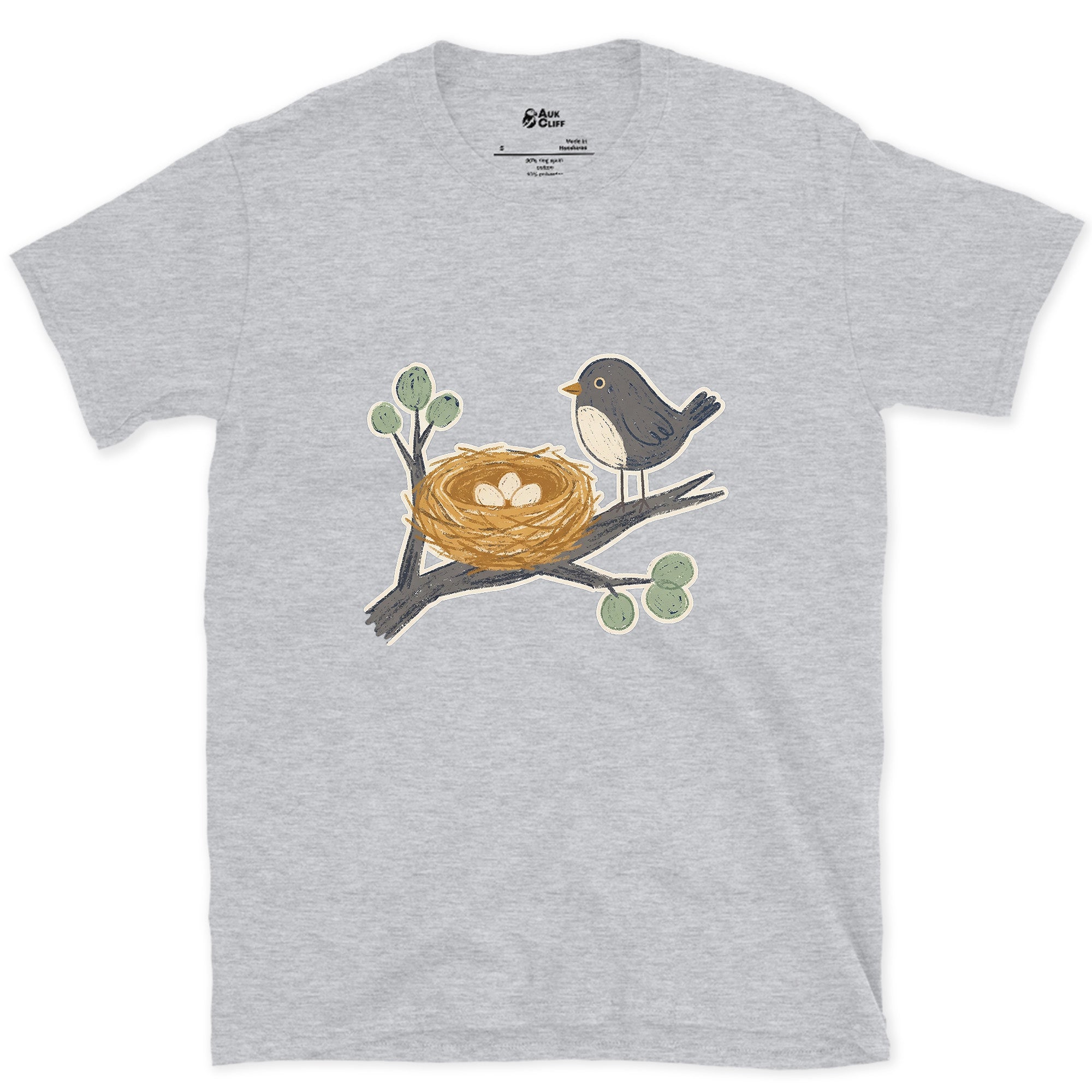Watching Over the Nest and the World Beyond design on a Sport Grey Gildan Softstyle t-shirt