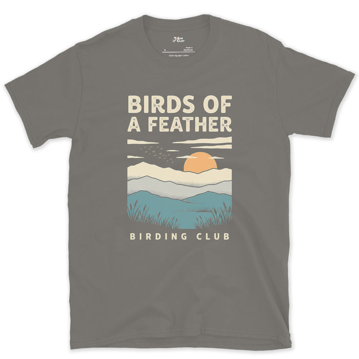 Birds of a Feather, Retro Marsh Scene design on a Charcoal Gildan Softstyle t-shirt