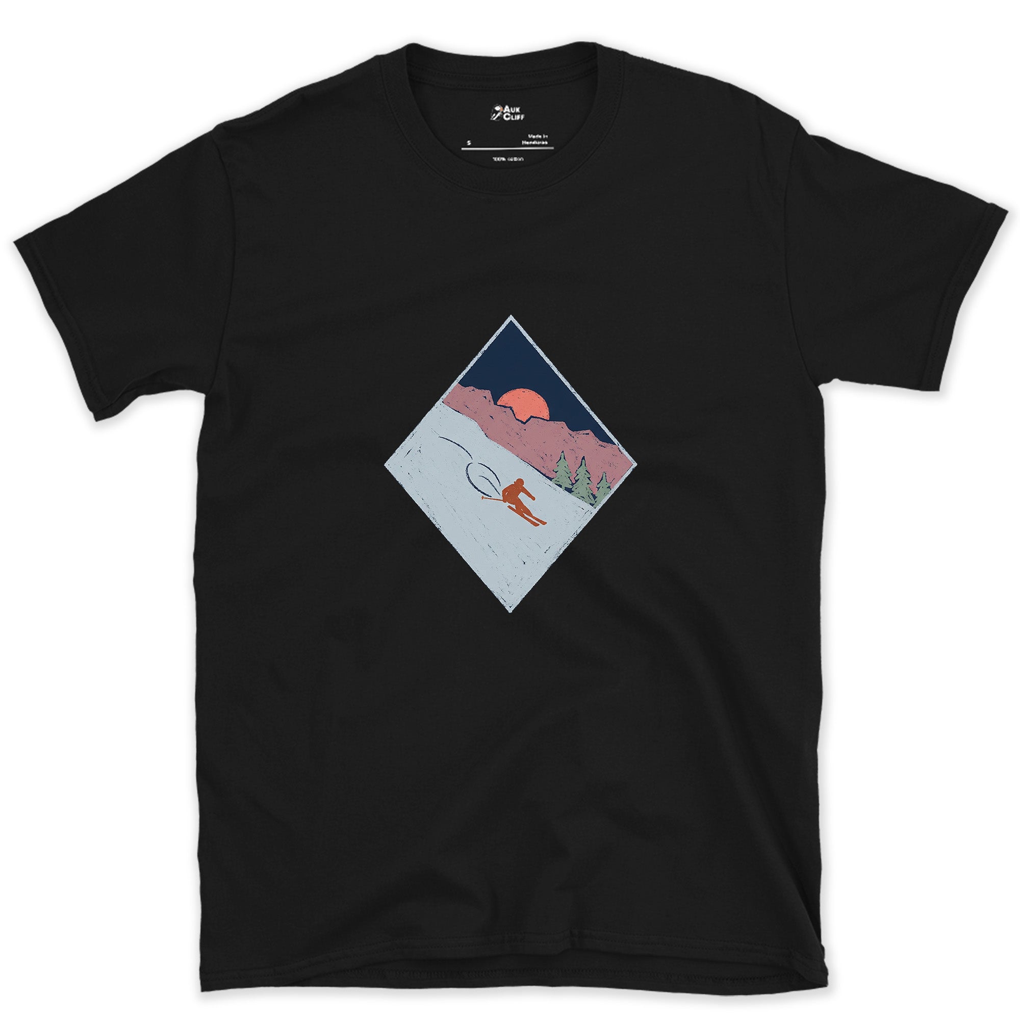 One Last Run as the Light Fades, Black Diamond design on a Black Gildan Softstyle t-shirt