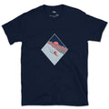 One Last Run as the Light Fades, Black Diamond design on a Navy Gildan Softstyle t-shirt