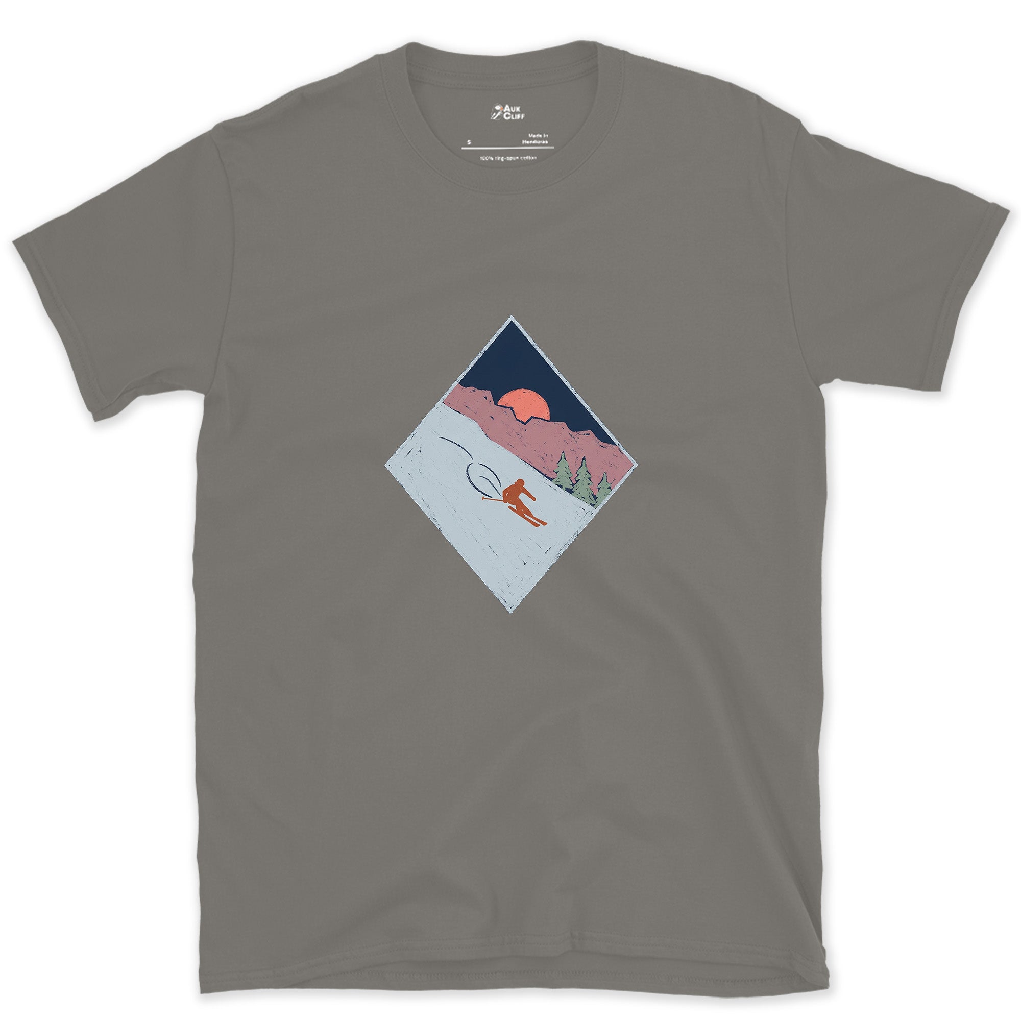 One Last Run as the Light Fades, Black Diamond design on a Charcoal Gildan Softstyle t-shirt
