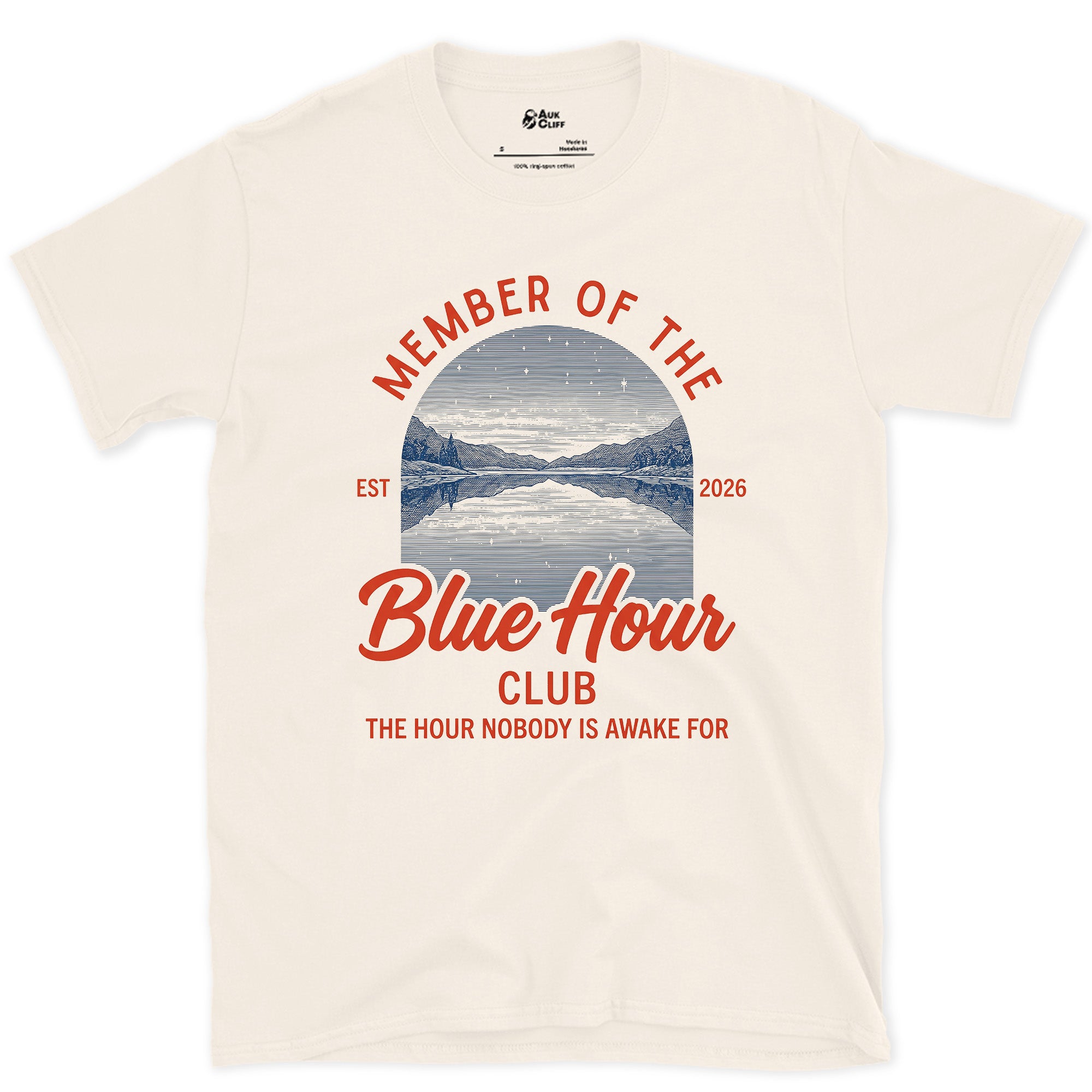 The Hour Nobody Is Awake For, Blue Hour design on a Natural Gildan Softstyle t-shirt