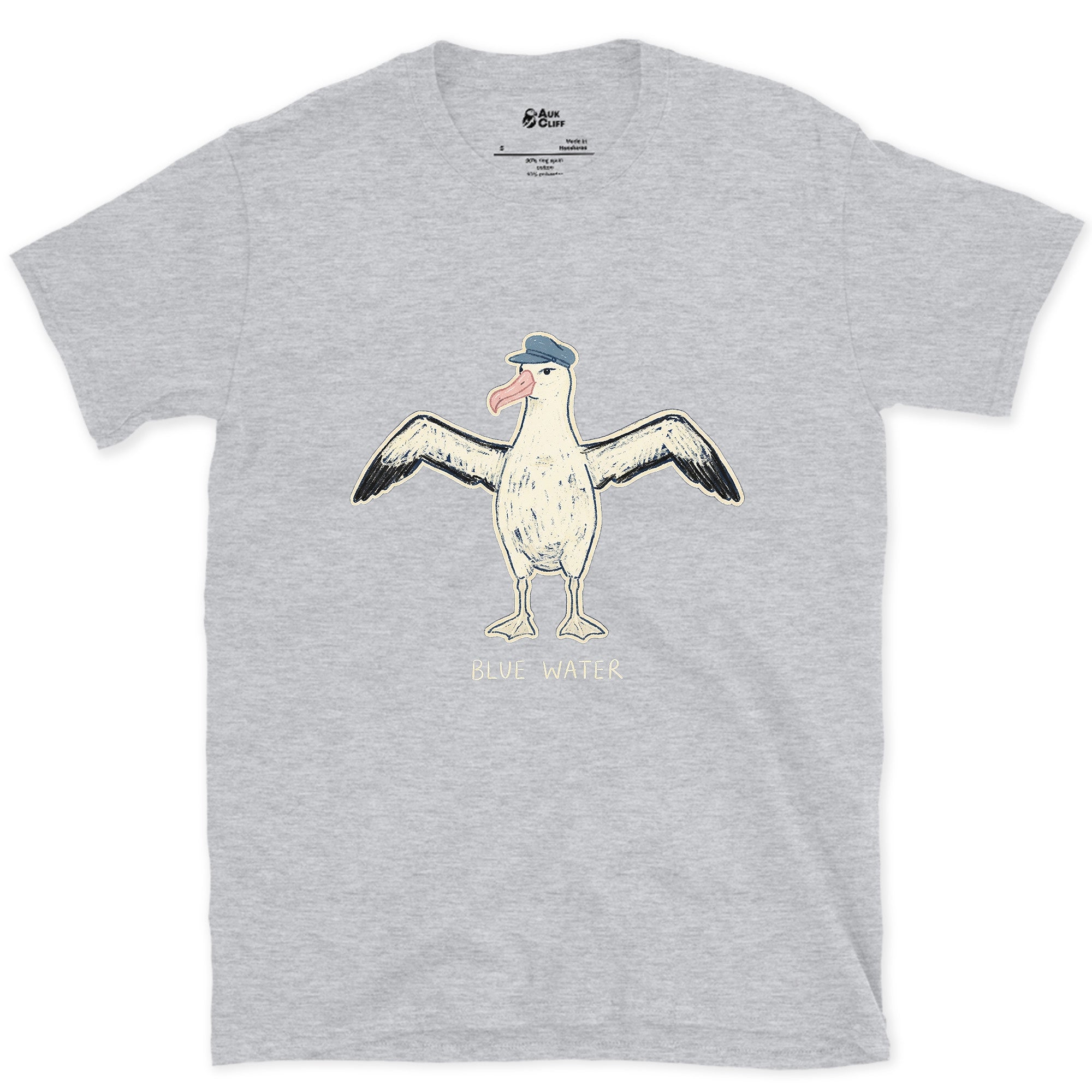 Off Duty Albatross in a Cap design on a Sport Grey Gildan Softstyle t-shirt
