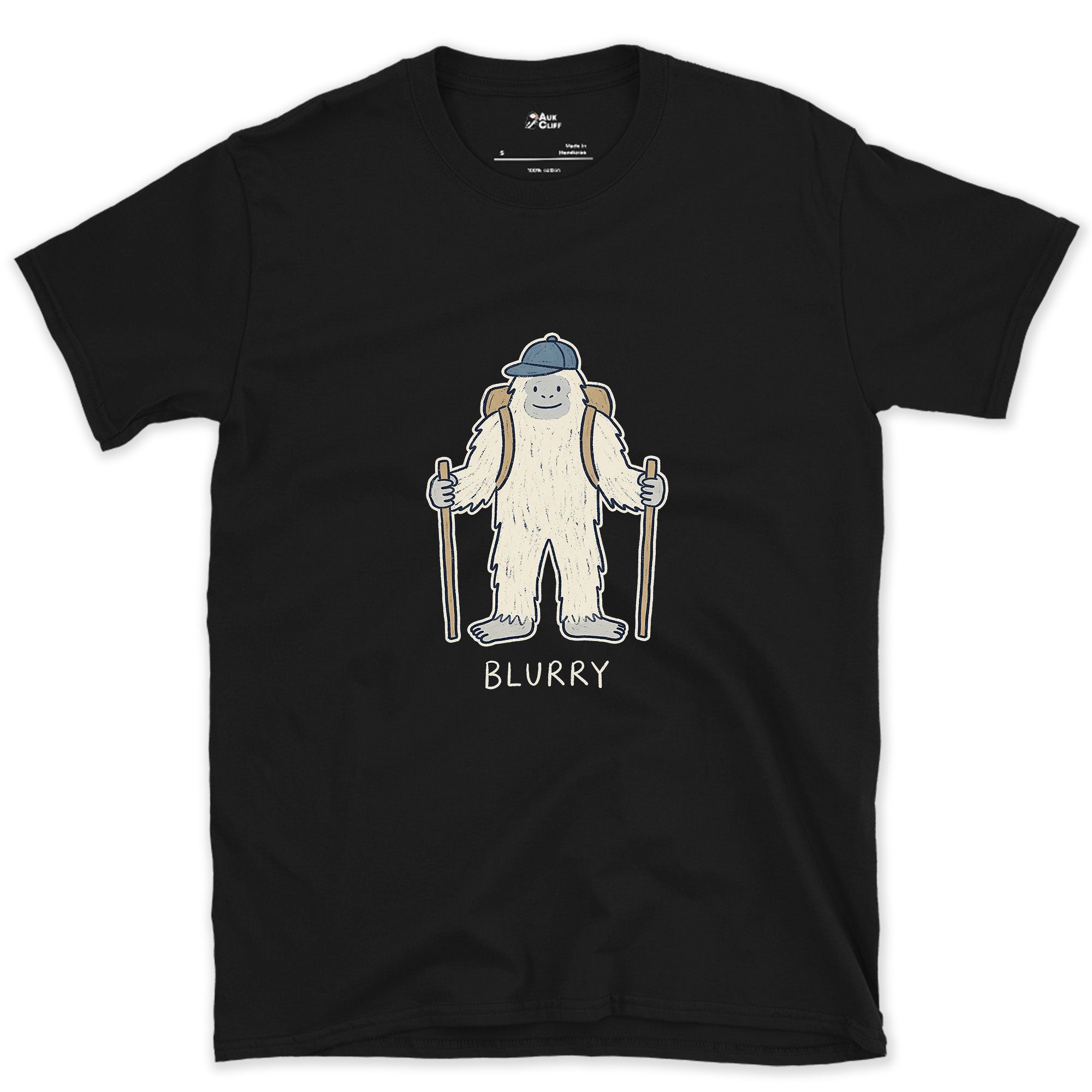 No One Gets a Clear Photo of the Yeti Hiker design on a Black Gildan Softstyle t-shirt