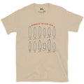 Twelve Boards of the Surf Club design on a Sand Gildan Softstyle t-shirt