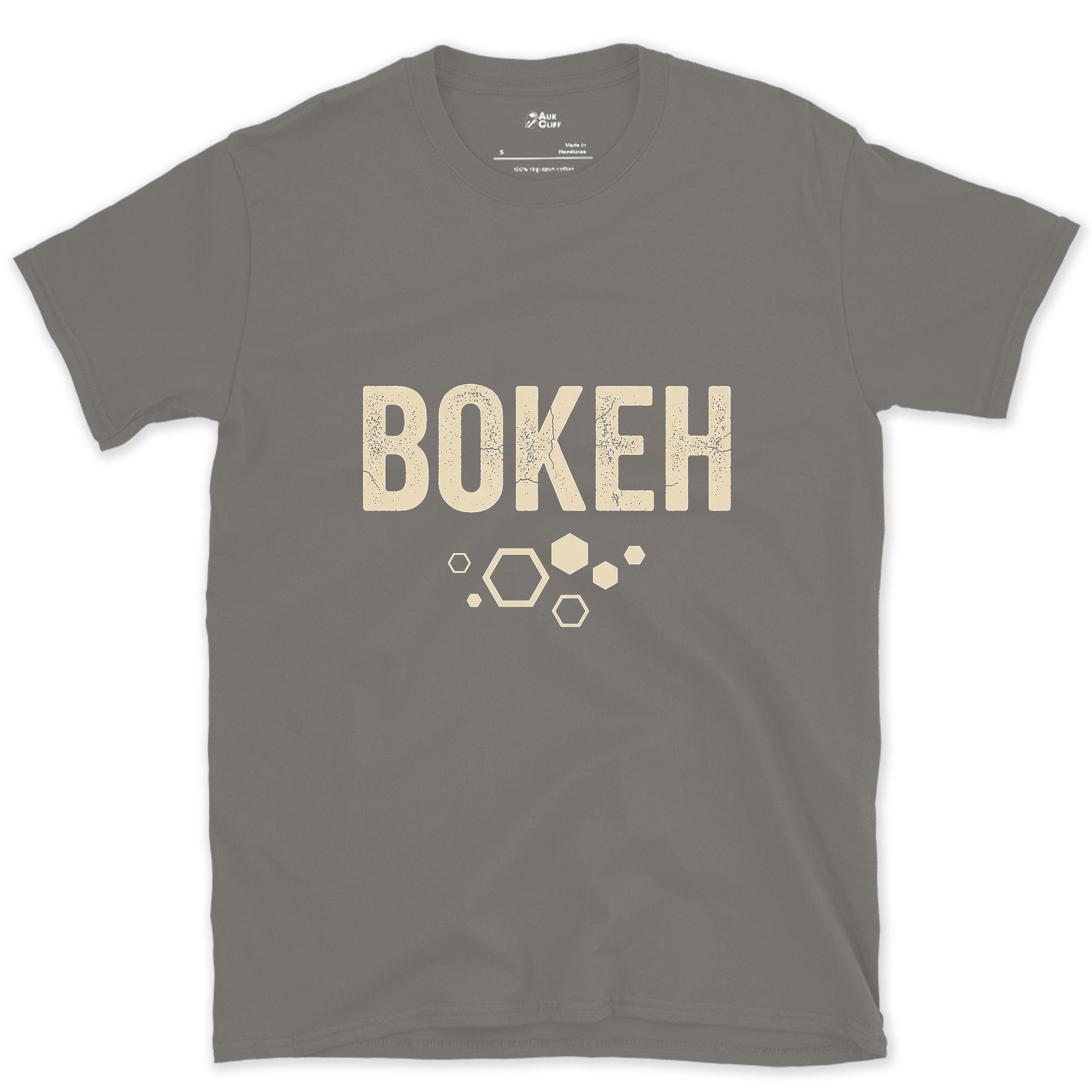 Bokeh, the Shape of Out of Focus Light design on a Charcoal Gildan Softstyle t-shirt