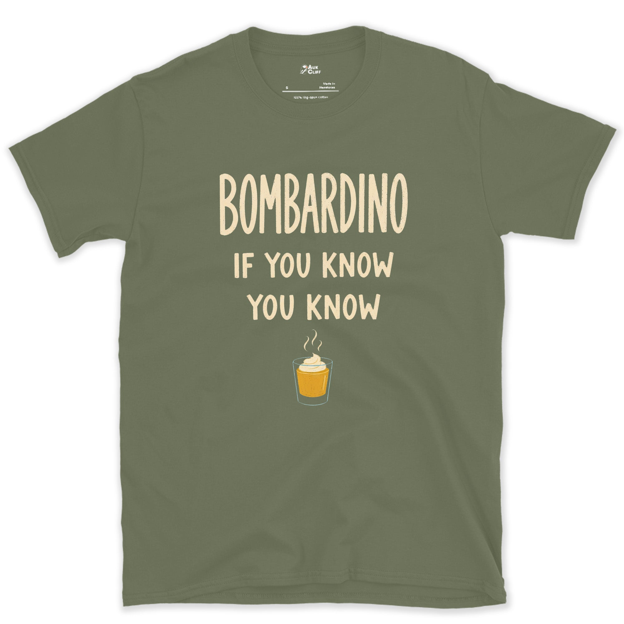 Apres Bombardino If You Know You Know design on a Military Green Gildan Softstyle t-shirt