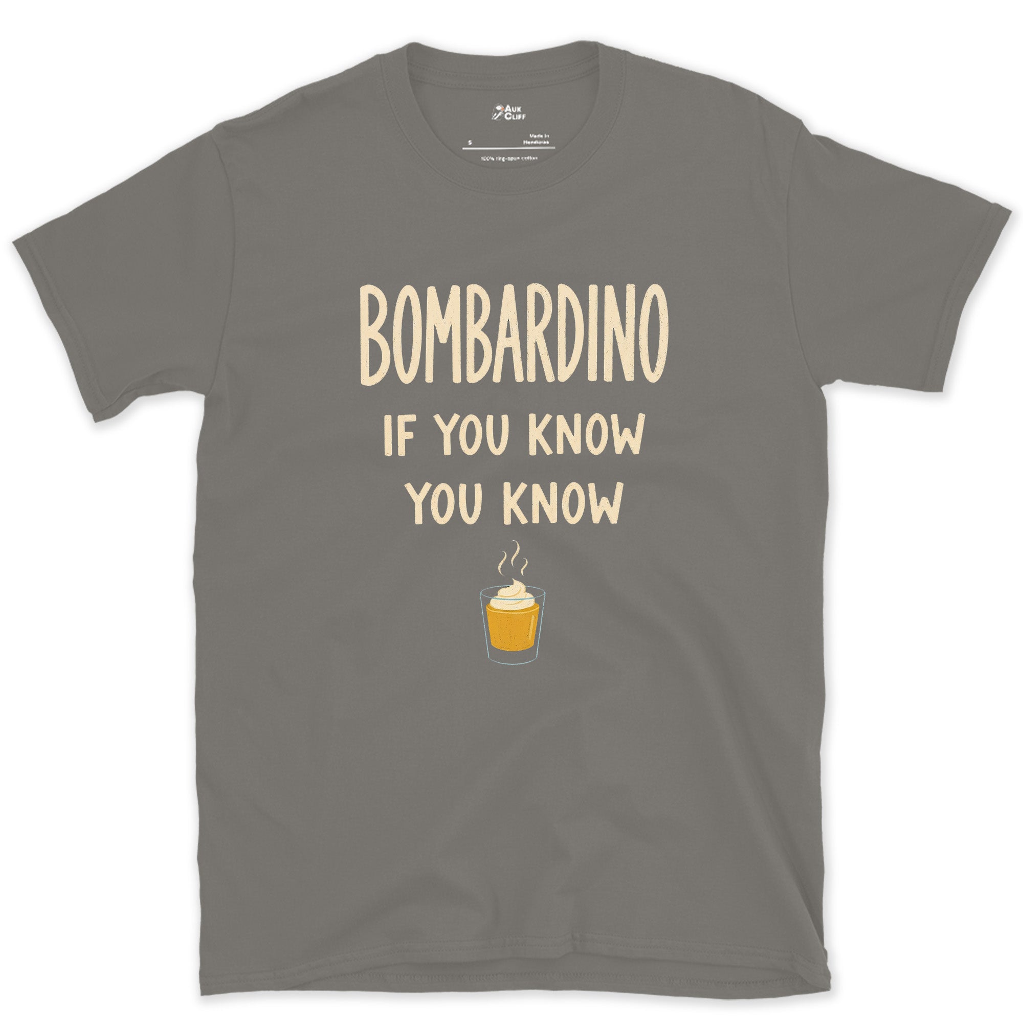 Apres Bombardino If You Know You Know design on a Charcoal Gildan Softstyle t-shirt