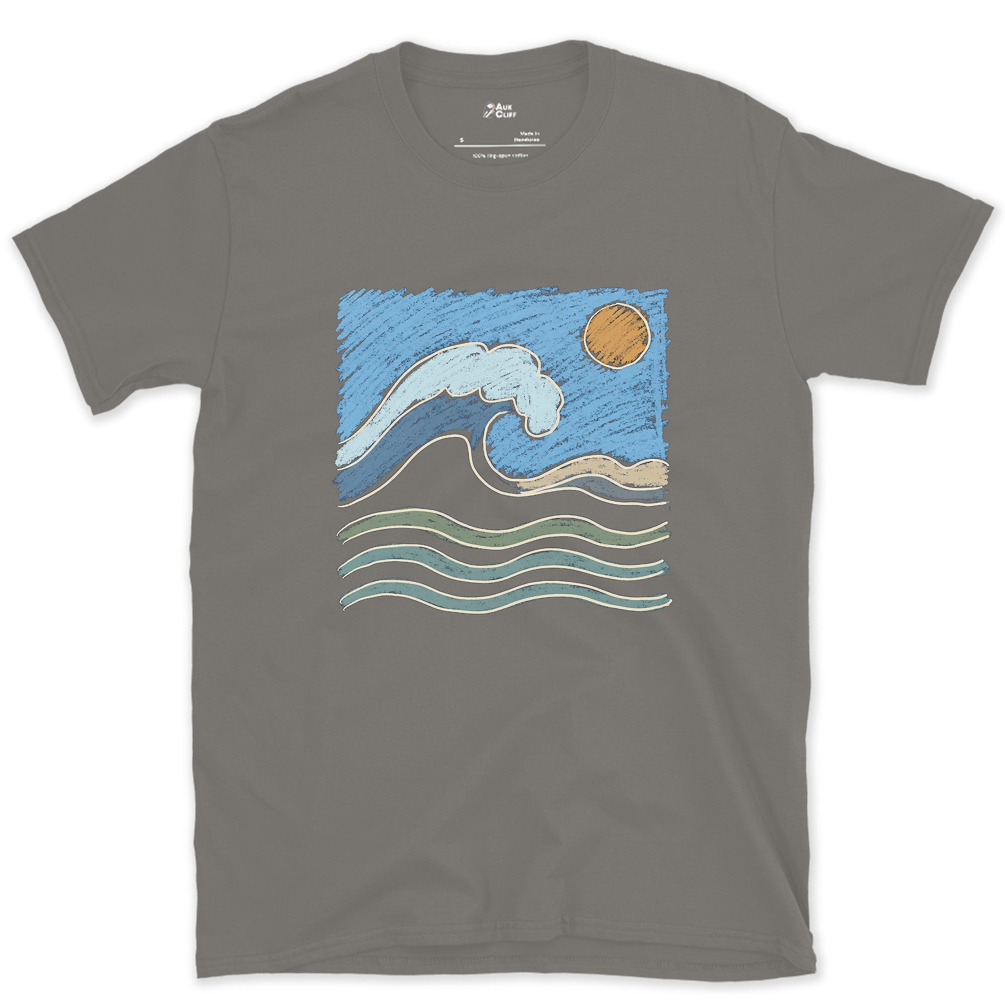 Just the Wave and the Light Behind It design on a Charcoal Gildan Softstyle t-shirt