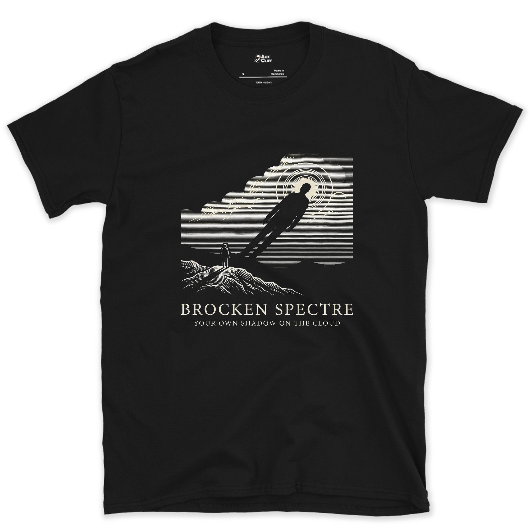 Brocken Spectre, Your Shadow From the Peak design on a Black Gildan Softstyle t-shirt