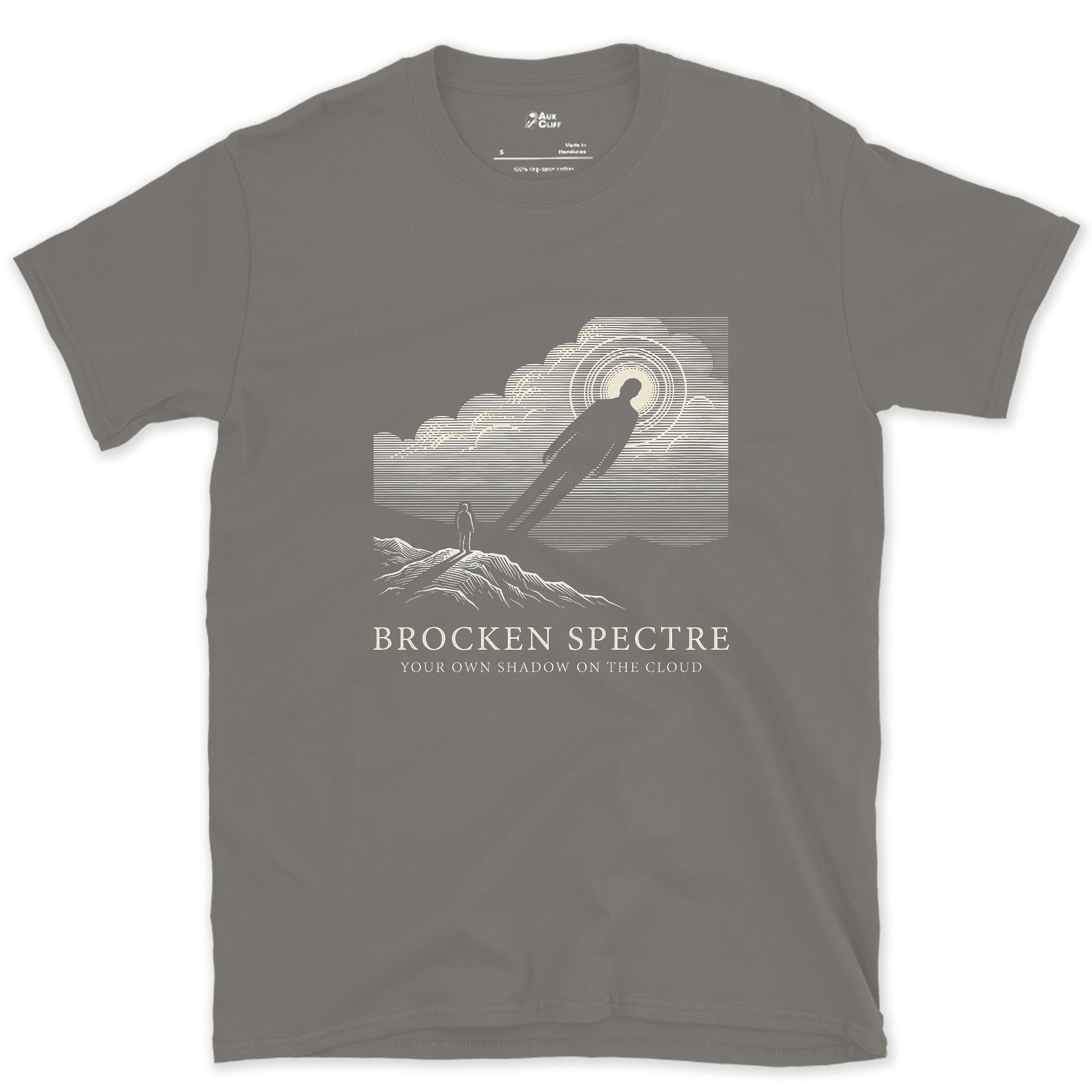 Brocken Spectre, Your Shadow From the Peak design on a Charcoal Gildan Softstyle t-shirt