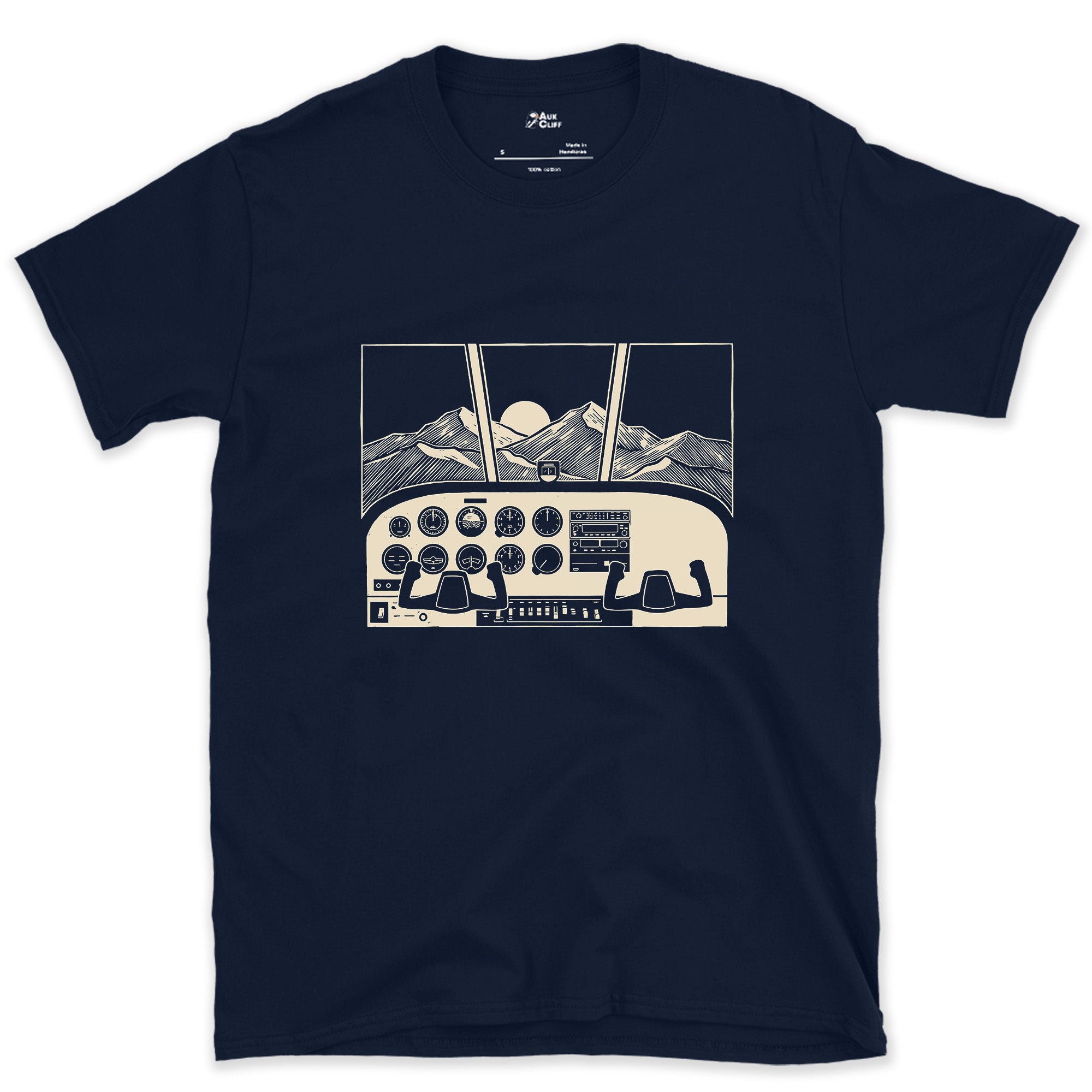 Stripped Back to Bold Ink, Windscreen View design on a Navy Gildan Softstyle t-shirt