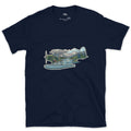 The Whole Flight, Folded Into a Float Plane design on a Navy Gildan Softstyle t-shirt