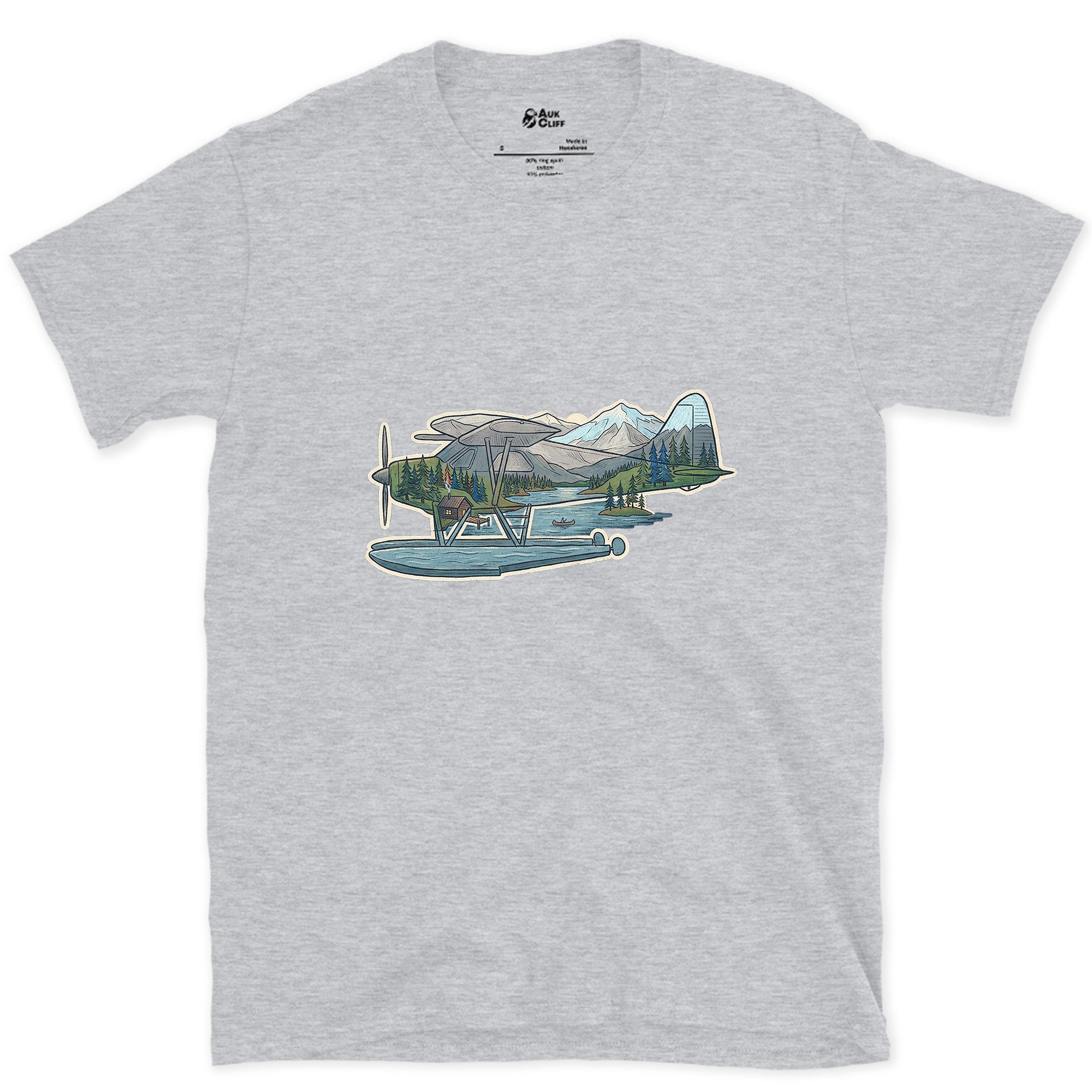 The Whole Flight, Folded Into a Float Plane design on a Sport Grey Gildan Softstyle t-shirt