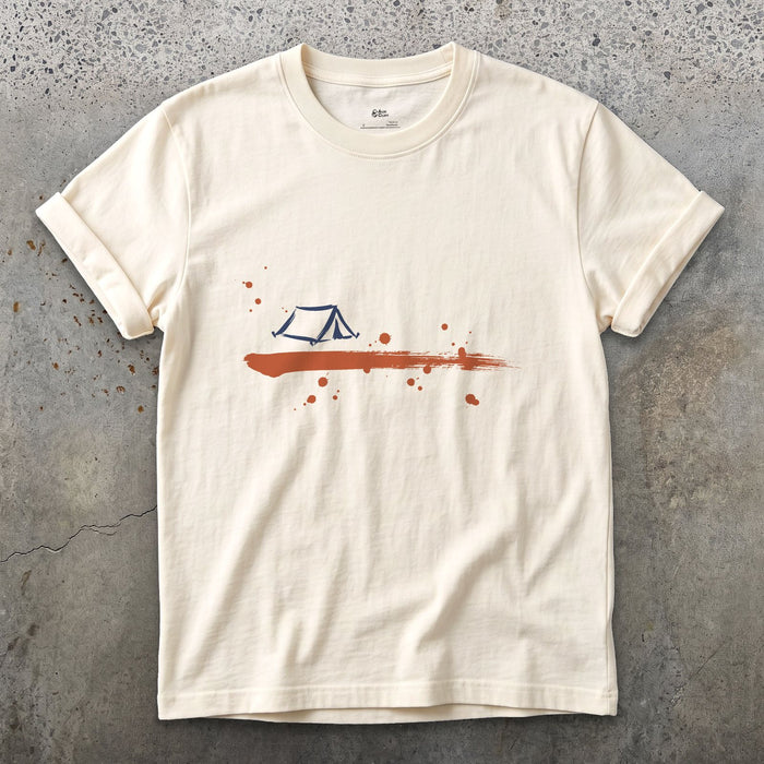 Camp Before Dark design on a Natural Gildan Softstyle t-shirt