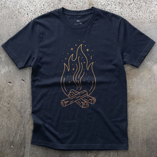 Stars Above, a Little Smoke Below design on a Navy Gildan Softstyle t-shirt