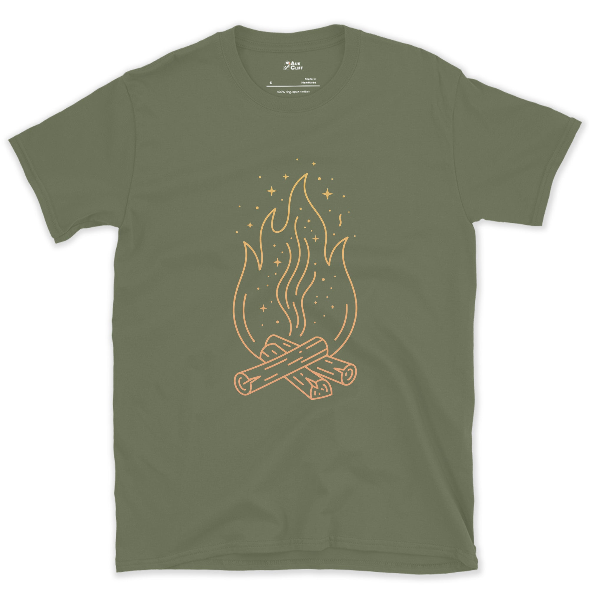Stars Above, a Little Smoke Below design on a Military Green Gildan Softstyle t-shirt