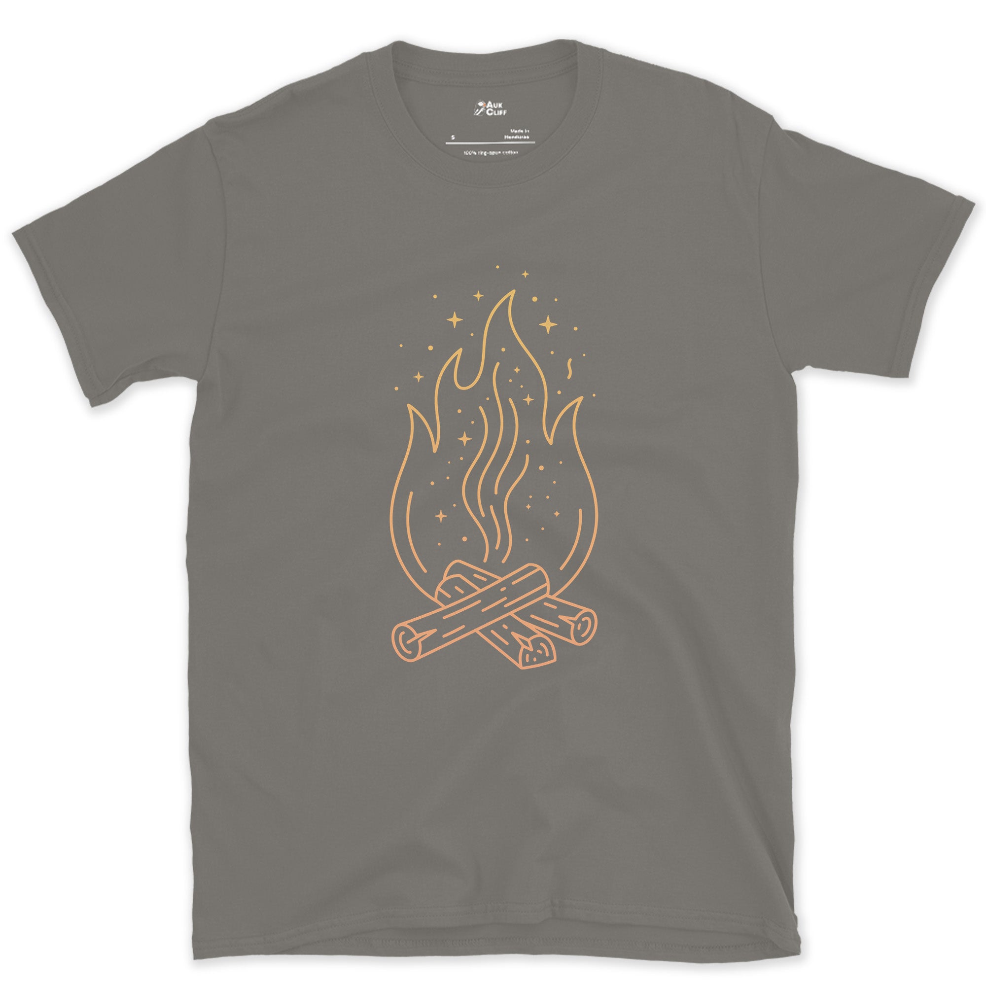 Stars Above, a Little Smoke Below design on a Charcoal Gildan Softstyle t-shirt