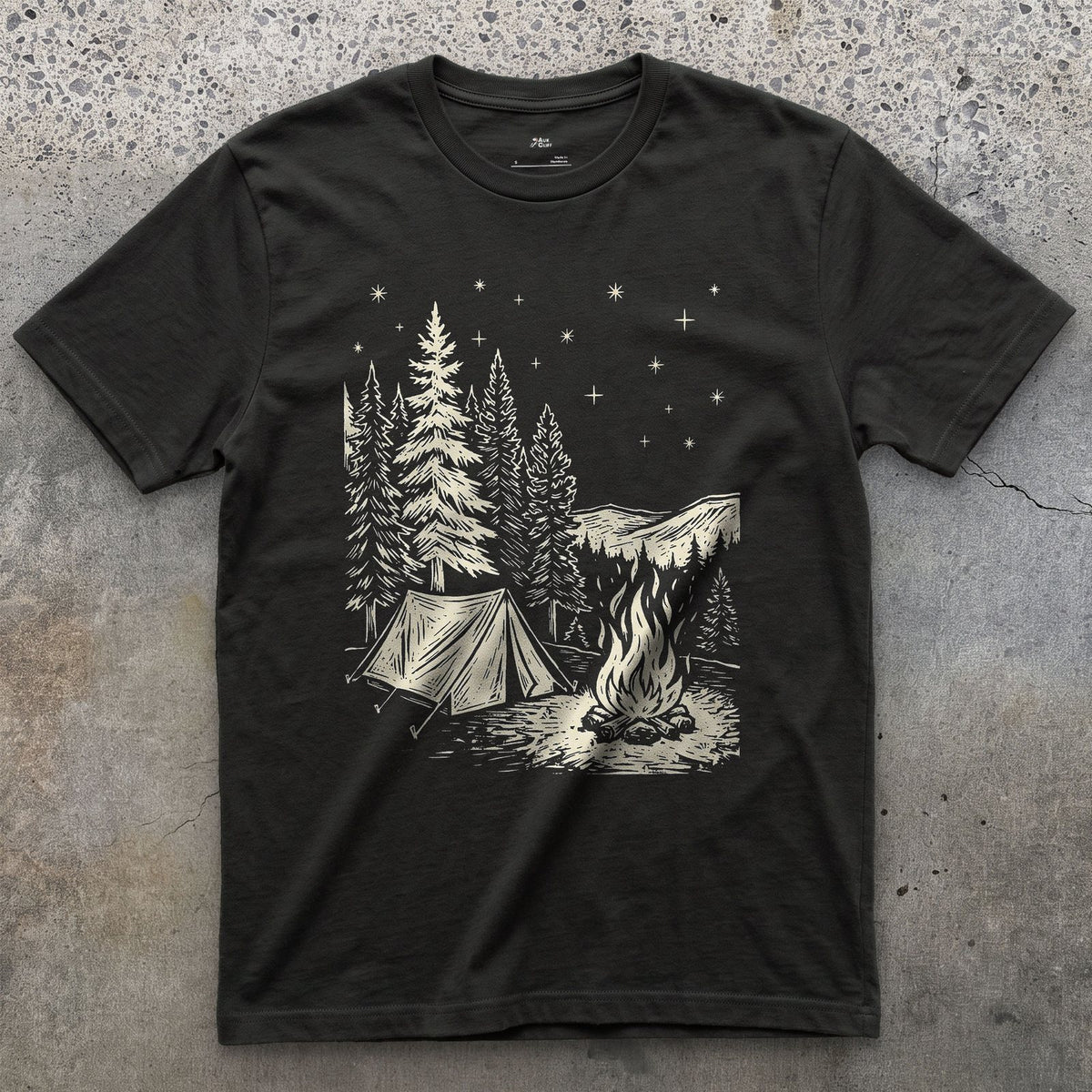Nothing on the Agenda But the Fire, Dark design on a Black Gildan Softstyle t-shirt