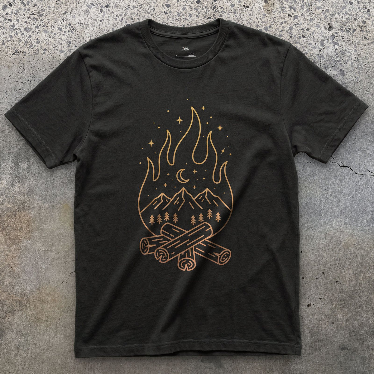 Every Ridge, One Small Fire design on a Black Gildan Softstyle t-shirt