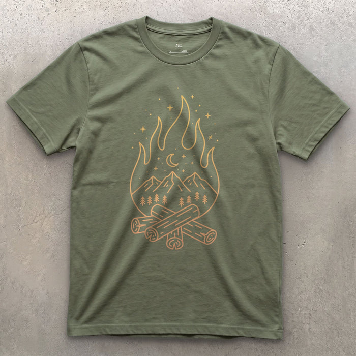 Every Ridge, One Small Fire design on a Military Green Gildan Softstyle t-shirt