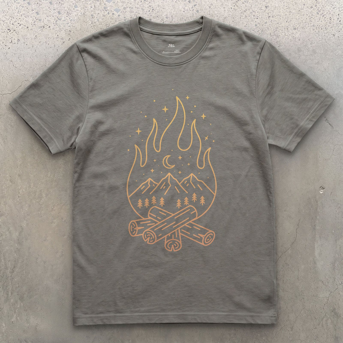 Every Ridge, One Small Fire design on a Charcoal Gildan Softstyle t-shirt