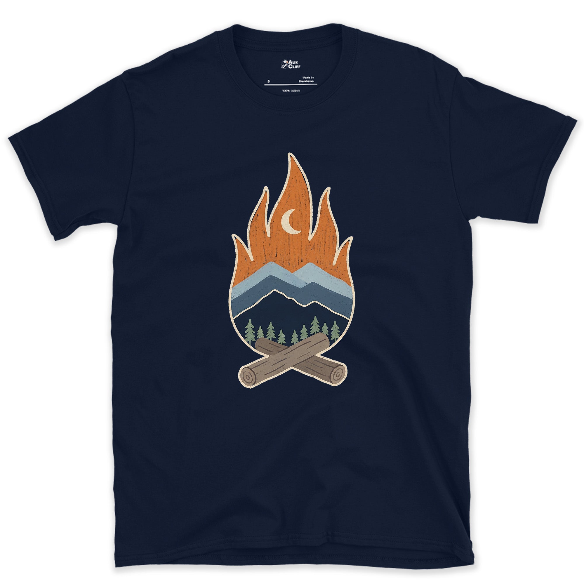 Where the Range Meets Moonrise design on a Navy Gildan Softstyle t-shirt
