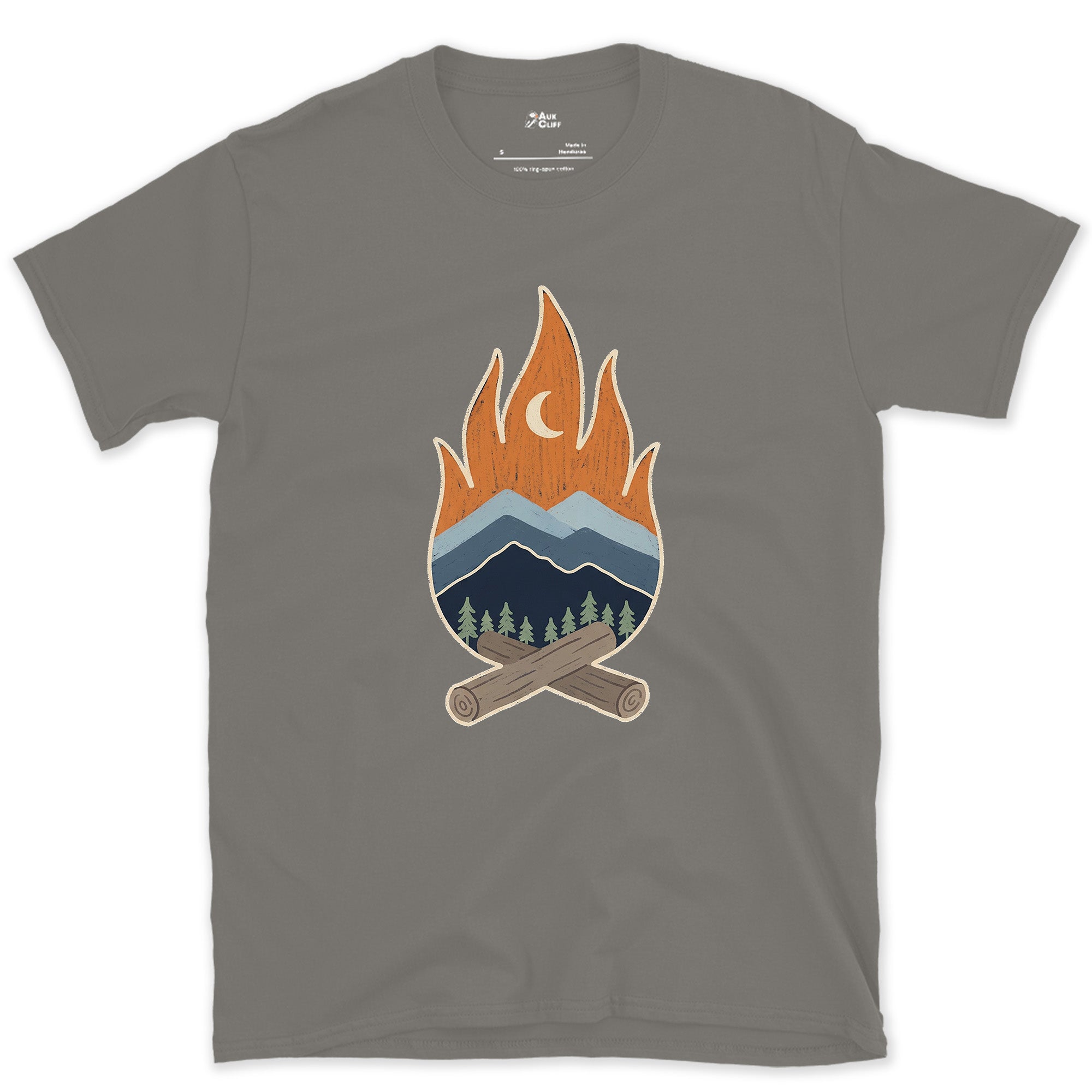 Where the Range Meets Moonrise design on a Charcoal Gildan Softstyle t-shirt