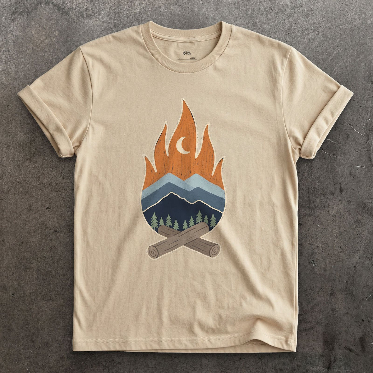 Where the Range Meets Moonrise design on a Sand Gildan Softstyle t-shirt