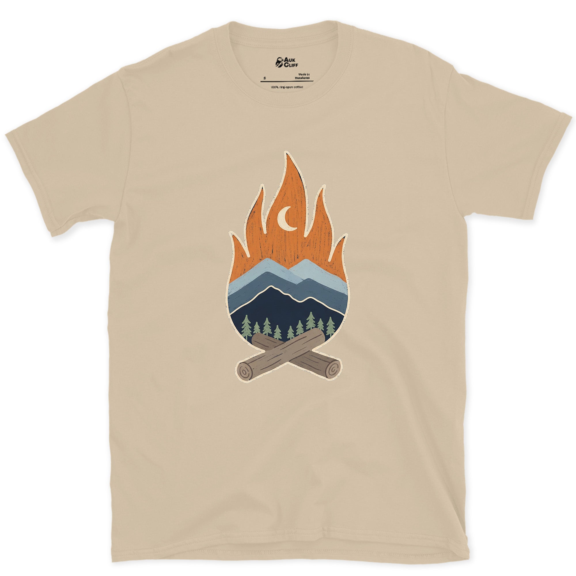 Where the Range Meets Moonrise design on a Sand Gildan Softstyle t-shirt
