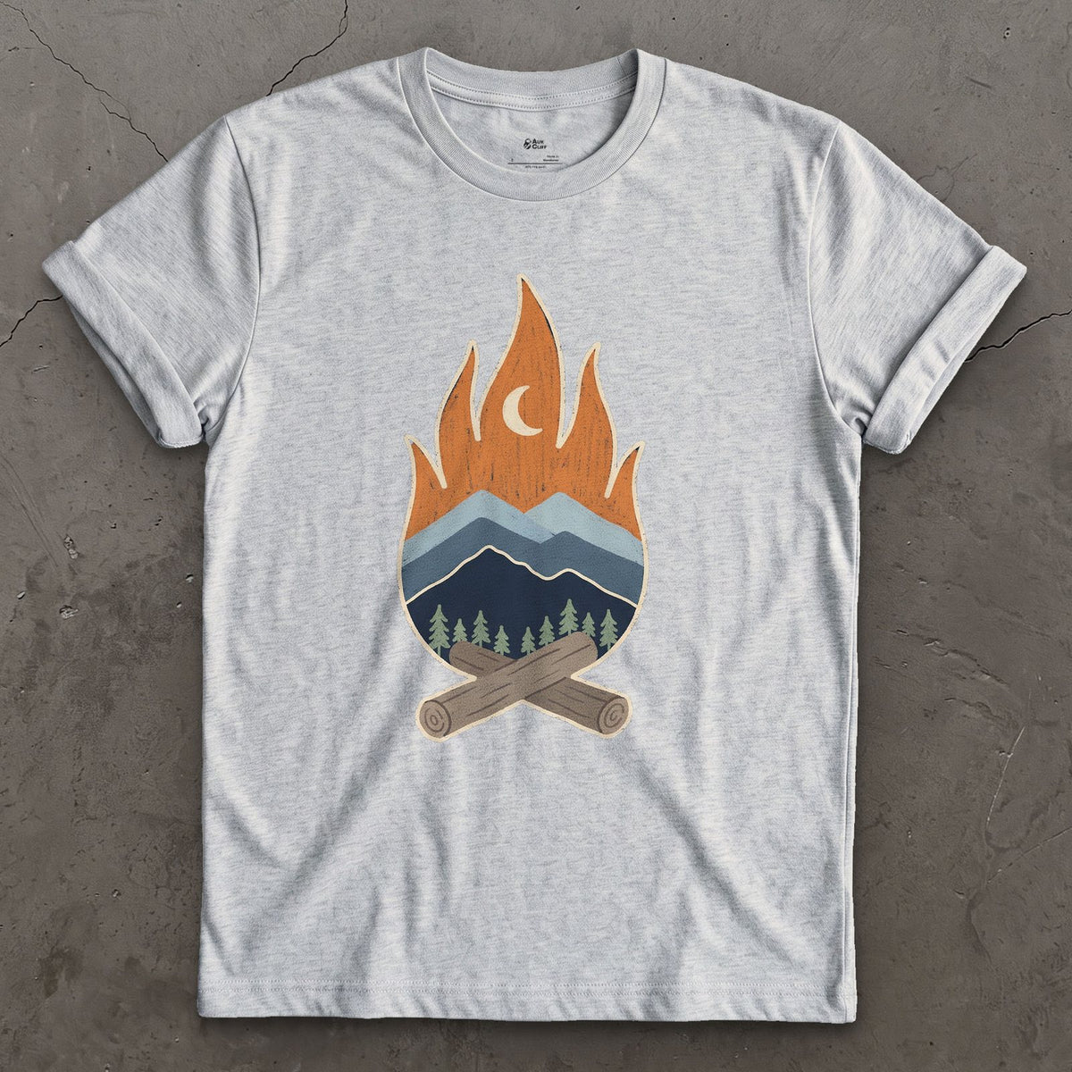 Where the Range Meets Moonrise design on a Sport Grey Gildan Softstyle t-shirt