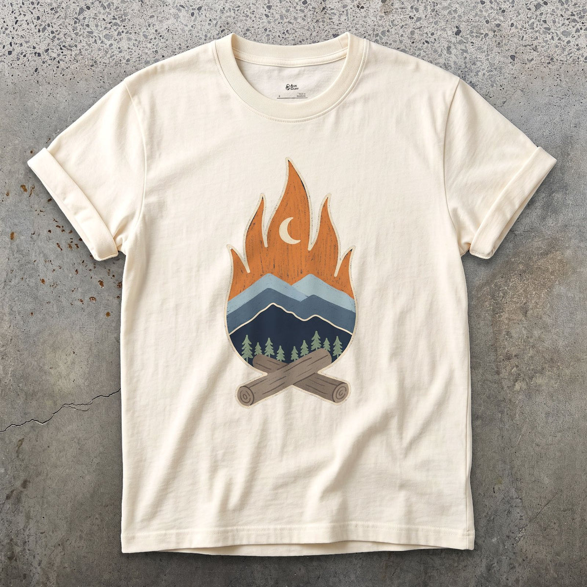 Where the Range Meets Moonrise design on a Natural Gildan Softstyle t-shirt
