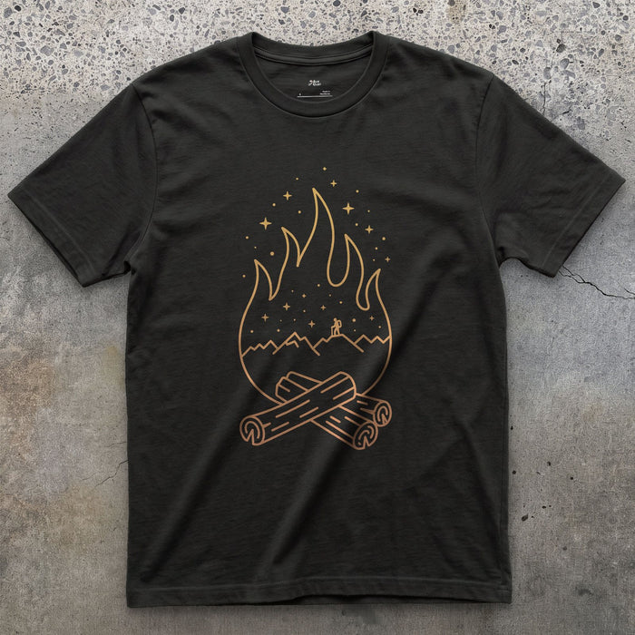 Same Trail, Traced in Firelight design on a Black Gildan Softstyle t-shirt