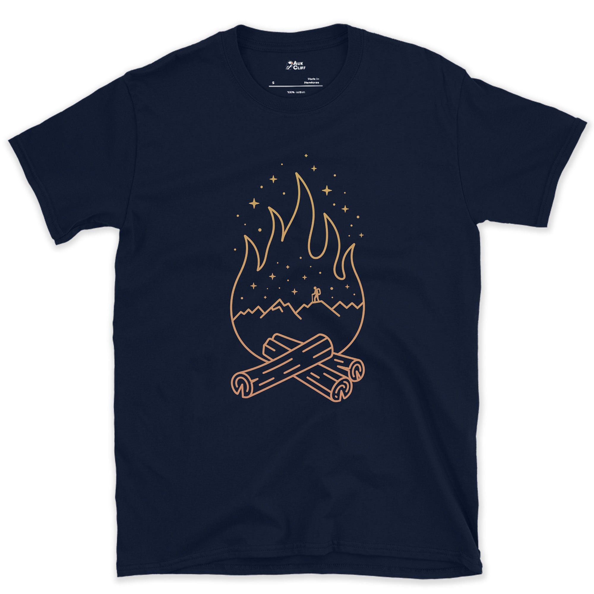 Same Trail, Traced in Firelight design on a Navy Gildan Softstyle t-shirt