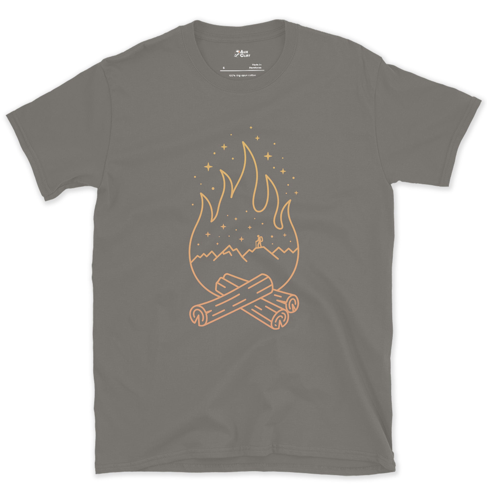 Same Trail, Traced in Firelight design on a Charcoal Gildan Softstyle t-shirt