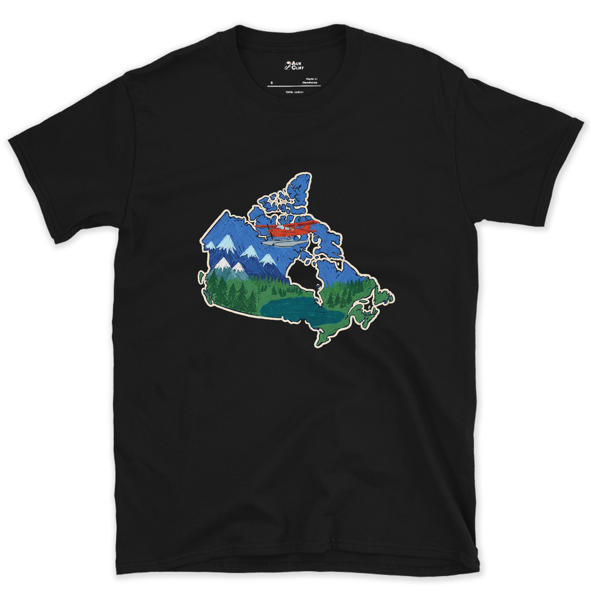 Forest and Peak Grown Into Canada design on a Black Gildan Softstyle t-shirt